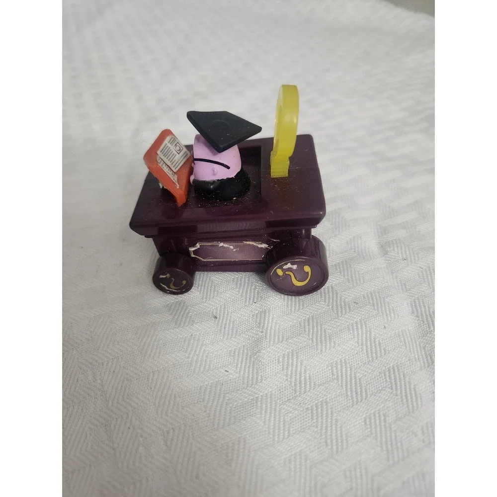 Vintage 1990 McDonalds Happy Meal Toy Purple Scholar Graduate Reading Book Cart